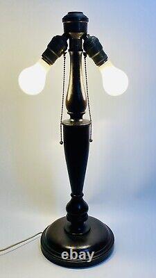 Early 20th Century Tall Wood and Brass Table Lamp