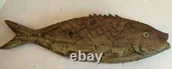 Early 20th Century Wooden Folk Art Hand Carved Fish