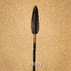Early 20th century African spear with metal blade and metal tip with wood body
