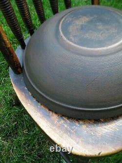 Early Antique Wood Dough Bowl Wide Rim Beehive Turnings Black Milk Paint 14-3/4