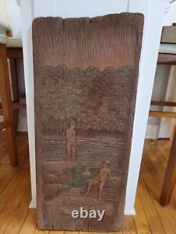 Early Ozark Folk Art Wood 3D Carving Artist Singed Robert Daugherty. Signed