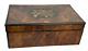 Fine Edwardian Victorian 1800s Burl Walnut Lap Desk Box Birdseye Maple Inlaid