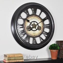 FirsTime & Co. Gear Works Wall Clock American Crafted Metallic Black 24 x 2
