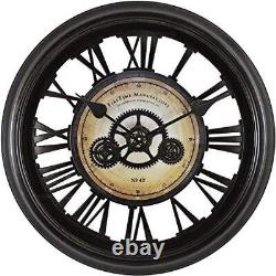 FirsTime & Co. Gear Works Wall Clock American Crafted Metallic Black 24 x 2