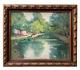 French Impressionism Oil Riverside Landscape Along The River Antique Painting