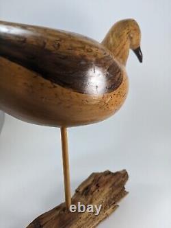 Hand Carved Early Century Style Bird Folk Art Sculpture Driftwood Base Signed