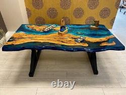 Handmade Epoxy Resin Dining Table with Mid Century Modern Flair Luxury Furniture