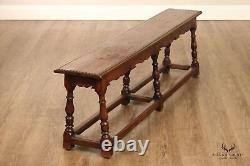 Jacobean Style Antique Carved Oak Tavern Bench