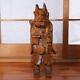 Japanese Antique Wooden Oni Otsu-e Demon Carving Figurine Ornament Wo301