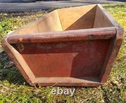 Large Early Primitive Wooden Dough Box Original Old Red Paint Square Nails