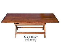Late 19th Century Antique Nantucket Sawbuck Dining Table With Breadboard Ends
