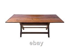 Late 19th Century Antique Nantucket Sawbuck Dining Table With Breadboard Ends