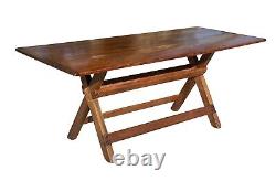 Late 19th Century Antique Nantucket Sawbuck Dining Table With Breadboard Ends