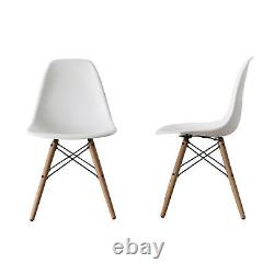 Mainstays Mid-Century Modern Dining Chair, Set of 4, White and Beech Color