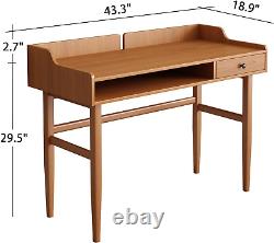 Mid Century Small Study Desk with Drawer/ 43 Cherry Desk/Modern Wood Walnut Des