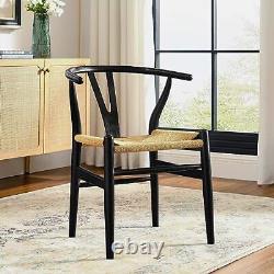 Modway Amish Mid-Century Wood Kitchen and Dining Room Chair in Black