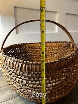 NICE! Large Antique Early Handmade Wood Splint Buttocks Basket Patina