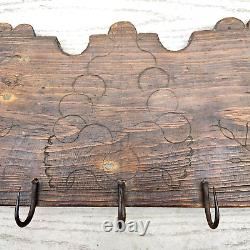 OOAK Antique Hand Carved Game Coat Kitchen Basket Rack 18th Century Primitive