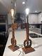 Pair 1950s Tell City 33 Wood Key Table Lamps Early American Mid Century Indiana