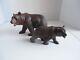 Pair Of Carved Swiss Early 20th Century Bear Signed 9,5 And 7