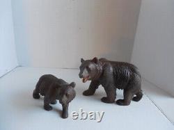 Pair of Carved Swiss Early 20th Century Bear signed 9,5 and 7