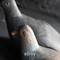 Pair of early 20th century English estate made folk art decoy pigeons