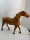 Primitive Folk Art Carved Oak Dowel Pinned Toy Stallion Withhorse Hair Mane Euc