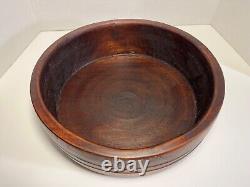 RARE Early 20th Century Tibetan Buddhist Wooden Box Copper Inlay 12 diameter