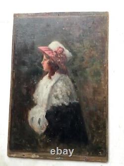 RENOIR French Impressionism Portrait Young Girl Lady in a White Hat Oil Painting