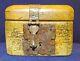 Rare Antique Early Small Worm Wood Chest Trunk Box Very Cool Item Hard To Find