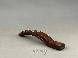 Rare Early 19th Century Child's Treen Wood Knitting Sheath with Initials