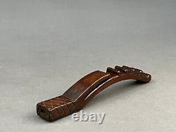Rare Early 19th Century Child's Treen Wood Knitting Sheath with Initials