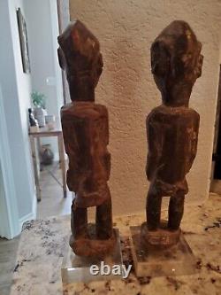 Rare Early 20th Century Pair of African Carved Wood Fettish Figures