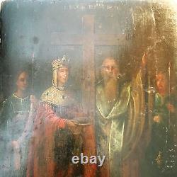 Rare Early Russian 19th Century Icon of Emperor Constantine and the True Cross