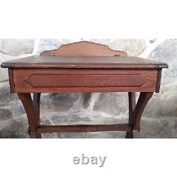 Victorian Style Early 20th Century Solid Wood Slant Top Writing Desk Teak Oak