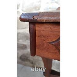 Victorian Style Early 20th Century Solid Wood Slant Top Writing Desk Teak Oak