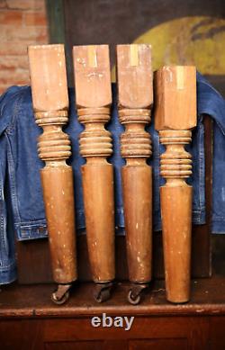 Vintage Antique Wood Butcher Block Table Legs Set of 4 Primitive Harvest Table