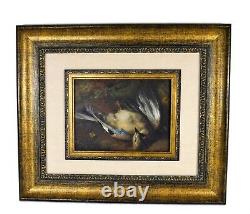 Vintage Oil On Board Painting With Wood Frame Early 20th Century