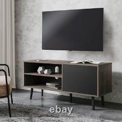 WAMPAT Mid Century Wood TV Stand with Storage for TVs up to 55 Black/Gray