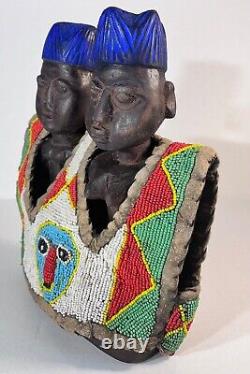 Yoruba Ibeji Pair of Twin Figures Nigeria wood pearls
