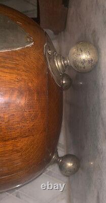 Bol à beurre et bonbons en argent et en bois de chêne Edwardien antique de 3 pieds, diamètre de 9,25 pouces