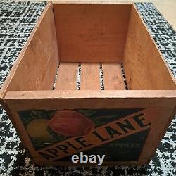 Caisse à pommes antique Étiquette originale de la rue des pommes du début du XIXe siècle Wenatchee WA
