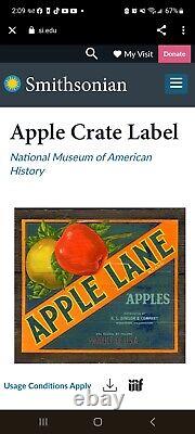 Caisse à pommes antique Étiquette originale de la rue des pommes du début du XIXe siècle Wenatchee WA