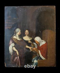Chiromancie occulte, chiromancie, ancienne peinture de maître sur bois, début du XVIIIe siècle