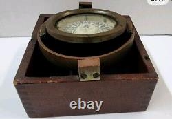 Compas en laiton maritime vintage par John Bliss & Co, New York au début du XXe siècle