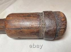 ÉNORME antique rare mortier et pilon en bois et fer forgé faits main du 18ème siècle 1700