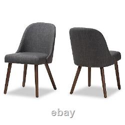 Ensemble de 2 chaises de salle à manger rembourrées de tissu en bois de noyer fini de style Cody du milieu du siècle.