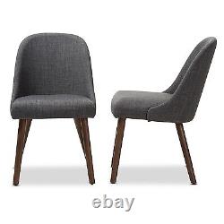 Ensemble de 2 chaises de salle à manger rembourrées de tissu en bois de noyer fini de style Cody du milieu du siècle.