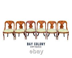Ensemble de 6 chaises gondoles en acajou de style fédéral tardif de Boston, de la fin du 19ème siècle.