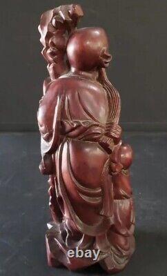 Figure en bois sculpté de Shou Lao, Immortel chinois du début du XXe siècle